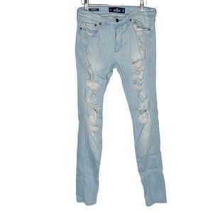 Hollister Mens 30x30 Advanced Stretch Distressed Denim Stacked Skinny Jeans